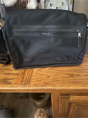 Michael Kors Black Nylon Messenger with Zip Front Pocket